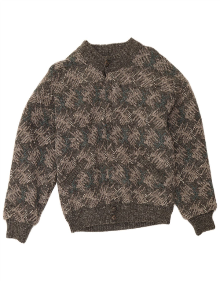 Sweter męski w stylu vintage IT 48 Średni szary geometryczny