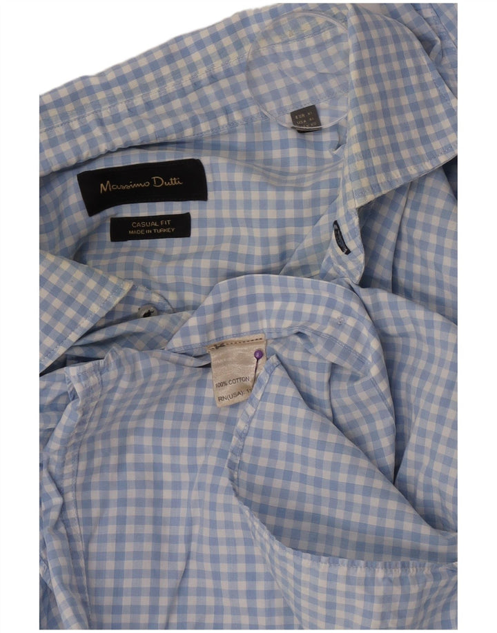 Męska koszula o swobodnym kroju Massimo Dutti XL, niebieska bawełniana kratka