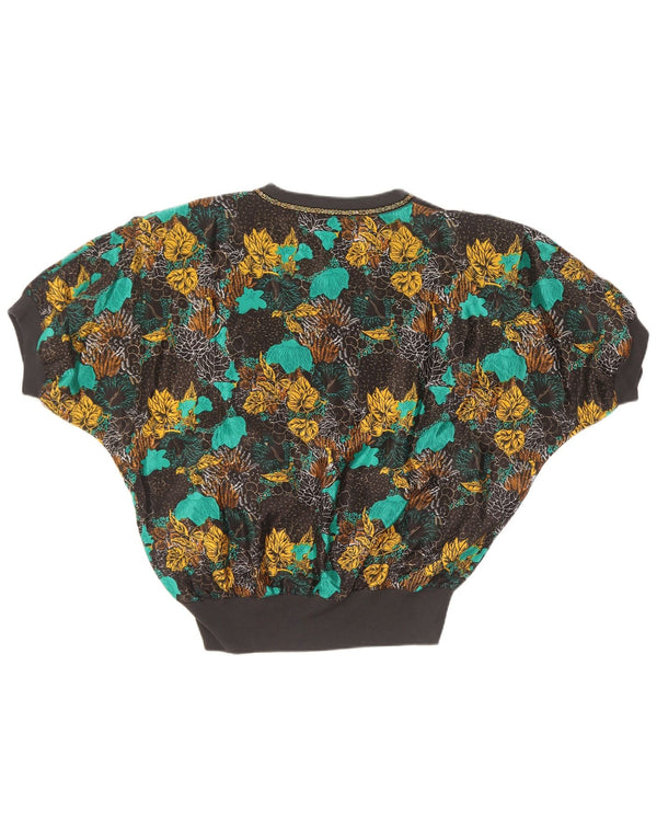 Bluzka damska w stylu vintage, UK 18 XL, wielobarwny, kwiatowy jedwab