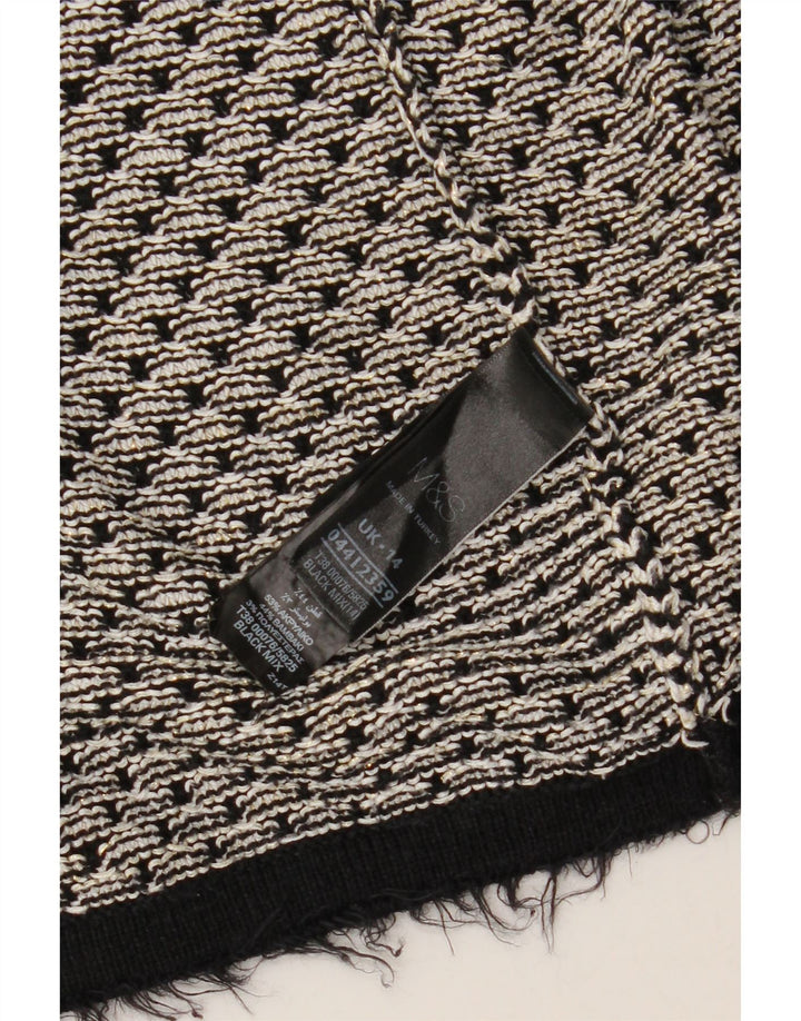 Marks & Spencer Damski sweter rozpinany UK 14, duży, czarny, geometryczny