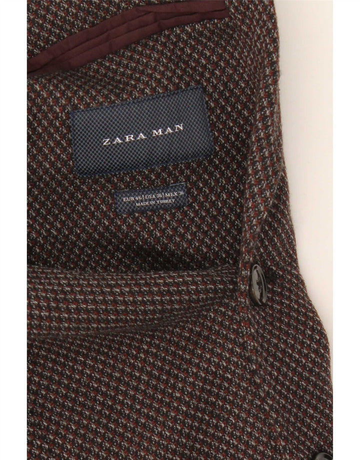 Zara Męska marynarka zapinana na 2 guziki EU 46 Mała brązowa bawełna