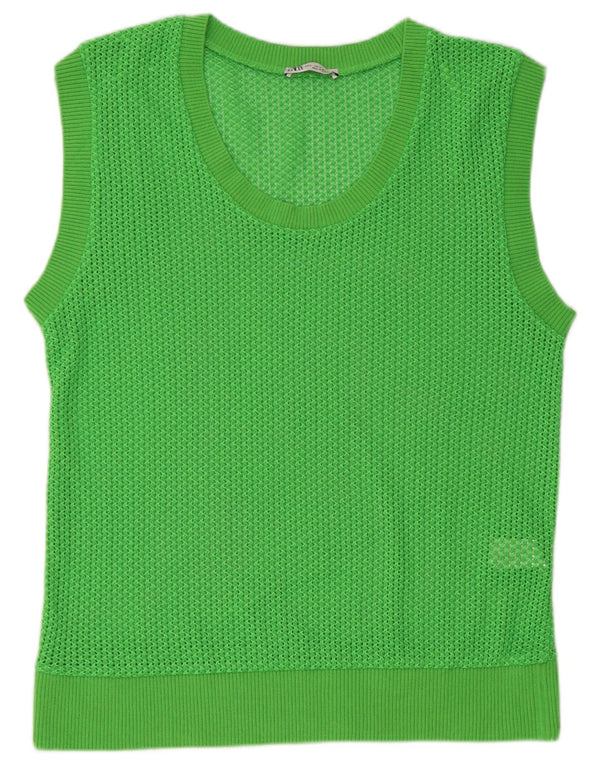 Zara Womens Vest Tank Top UK 14 Medium Green Cotton