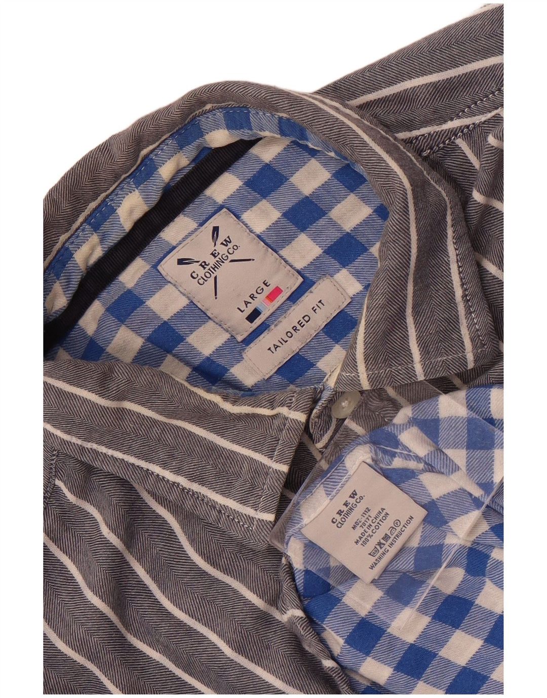 Crew Clothing Męska koszula o dopasowanym kroju, duża, szara, bawełniana w prążki