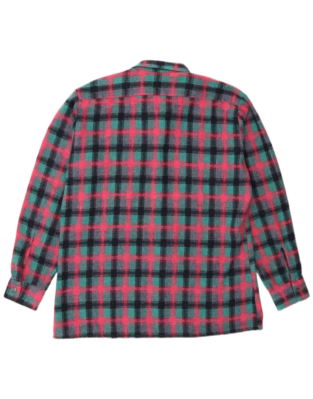 Męska koszula flanelowa w stylu vintage, rozmiar 41/42, duży poliester w turkusową kratę