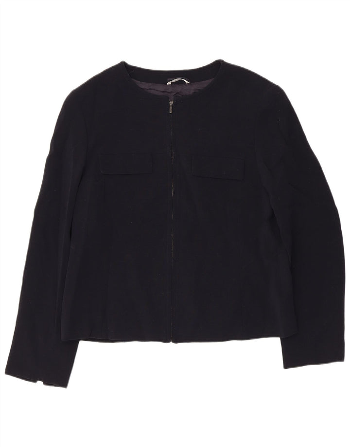 Damska marynarka Max Mara UK 16, duża, granatowa, z dziewiczej wełny