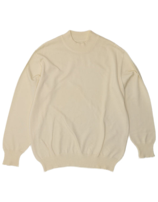 Sweter damski VINTAGE z golfem UK 14, średni, w kolorze złamanej bieli