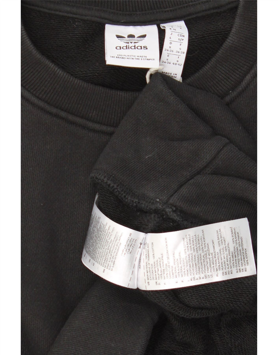 ADIDAS Womens Oversized Sweatshirt Jumper UK 8/10 Small Black Cotton Vintage Adidas and Second-Hand Adidas from Messina Hembry 