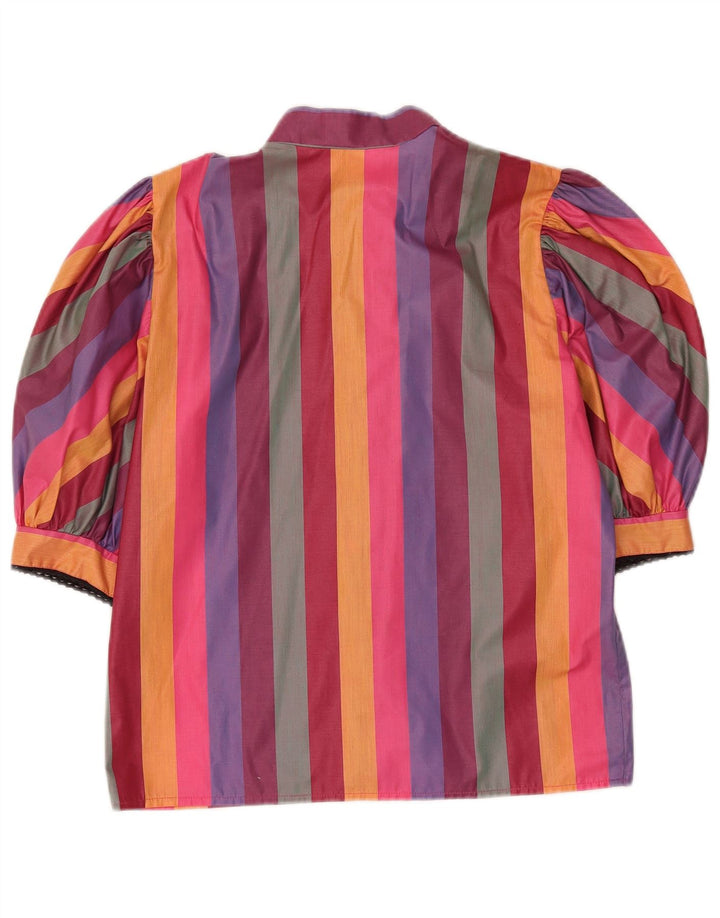 Bluzka damska z krótkim rękawem w stylu vintage, EU 38, średnie, wielokolorowe paski