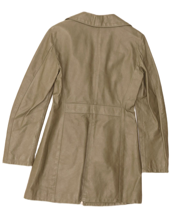 Damski płaszcz skórzany Maurizio Troiano UK 10 Small Khaki