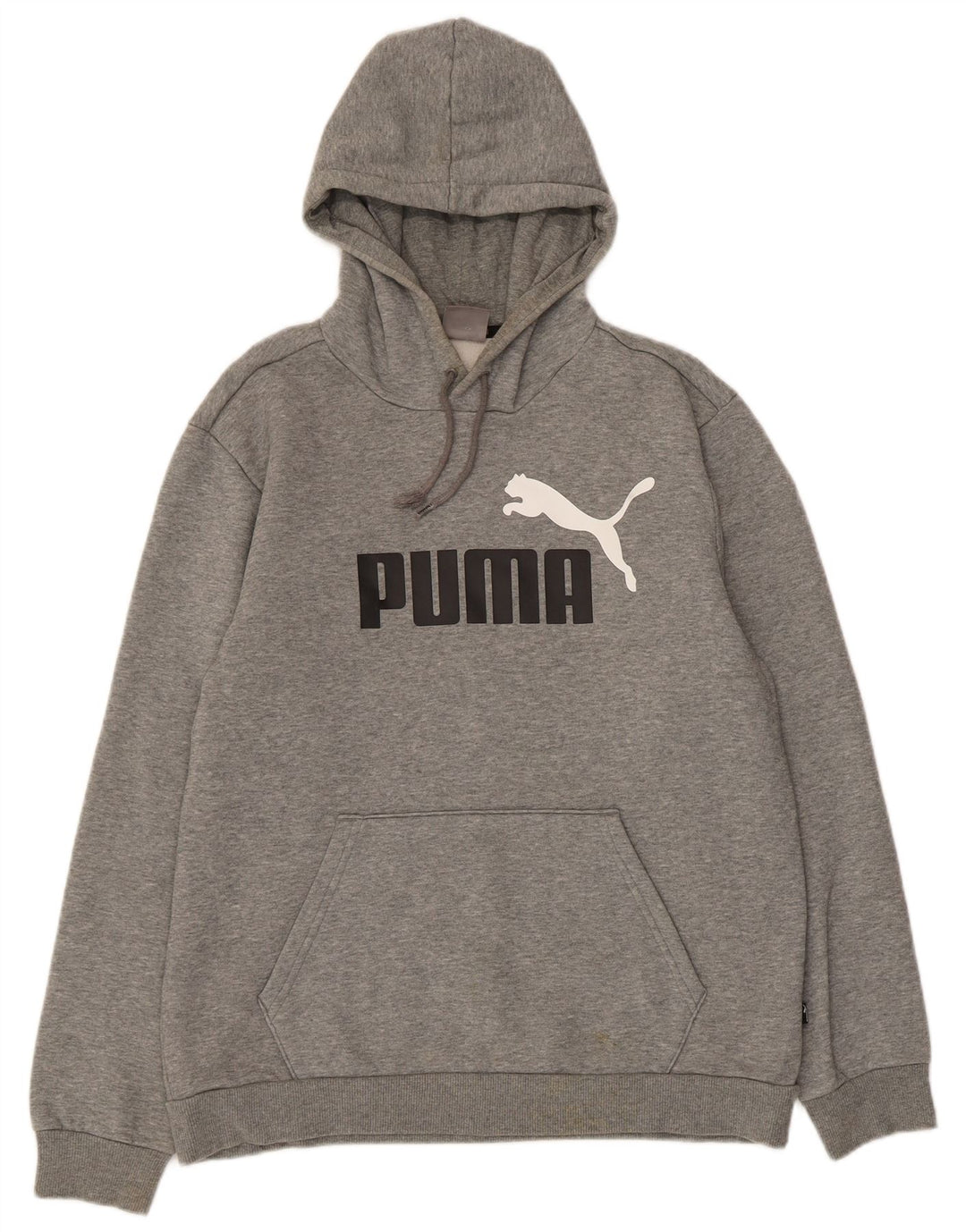 PUMA Mens Graphic Hoodie Jumper Medium Grey Cotton