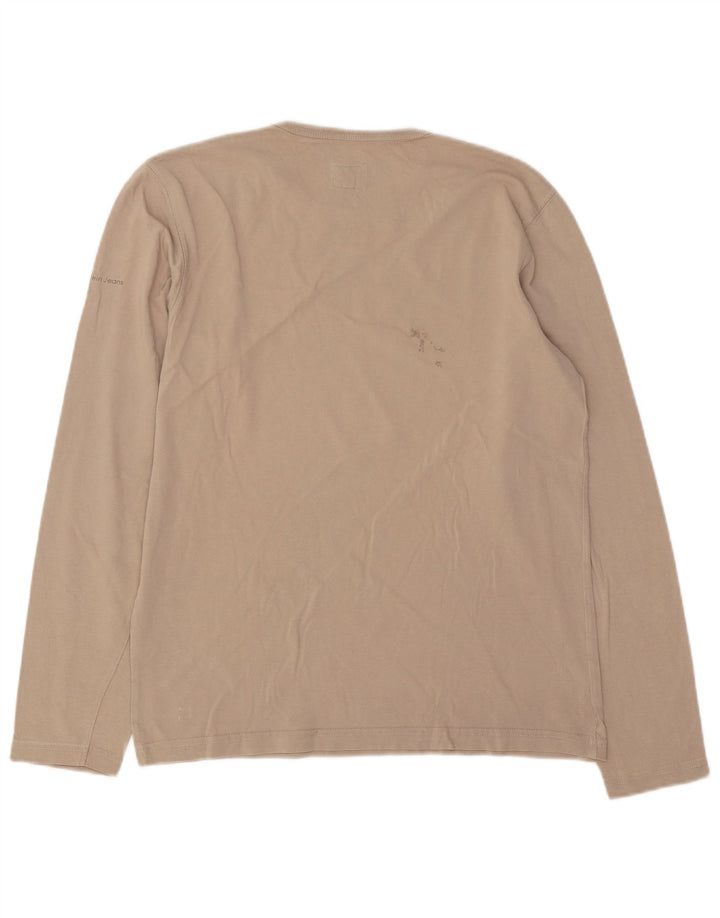 CALVIN KLEIN JEANS Mens Top Long Sleeve Small Beige Cotton Vintage Calvin Klein Jeans and Second-Hand Calvin Klein Jeans from Messina Hembry 