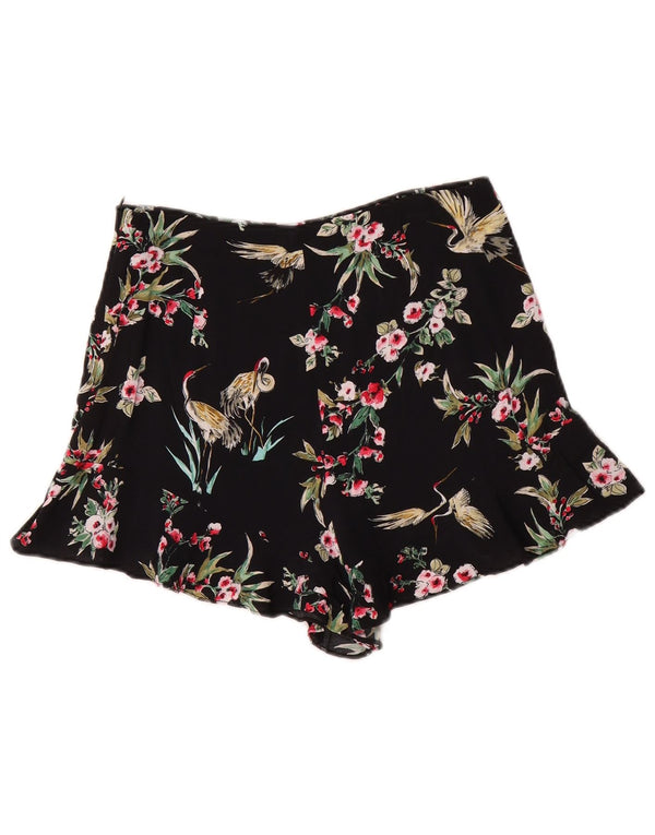 Damskie spodenki z wysokim stanem Zara, małe W26, czarne w kwiaty