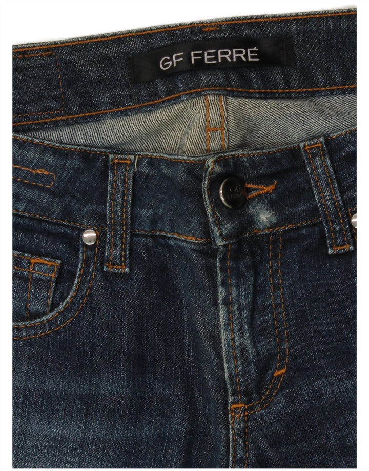 Damskie jeansy slim z niską talią GF Ferre W30 L33 niebieskie