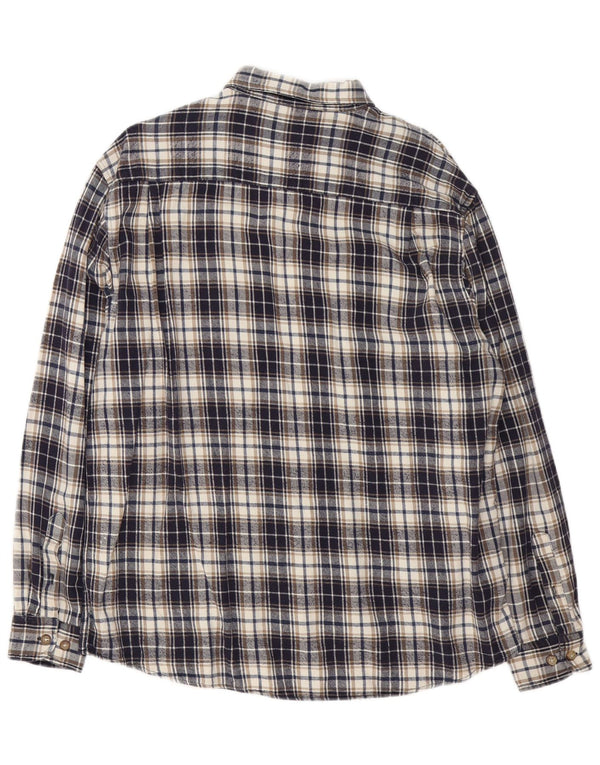 Vintage męska koszula flanelowa XL granatowa bawełniana kratka