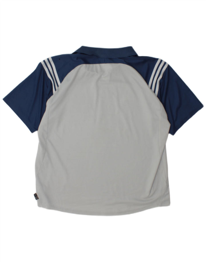 Adidas Męska koszulka polo Climalite XL granatowa, z blokami kolorów, poliestrowa