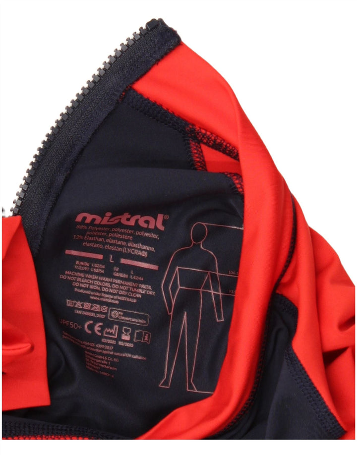 Męski graficzny top Mistral z długim rękawem, duży, granatowy, kolorowy poliester