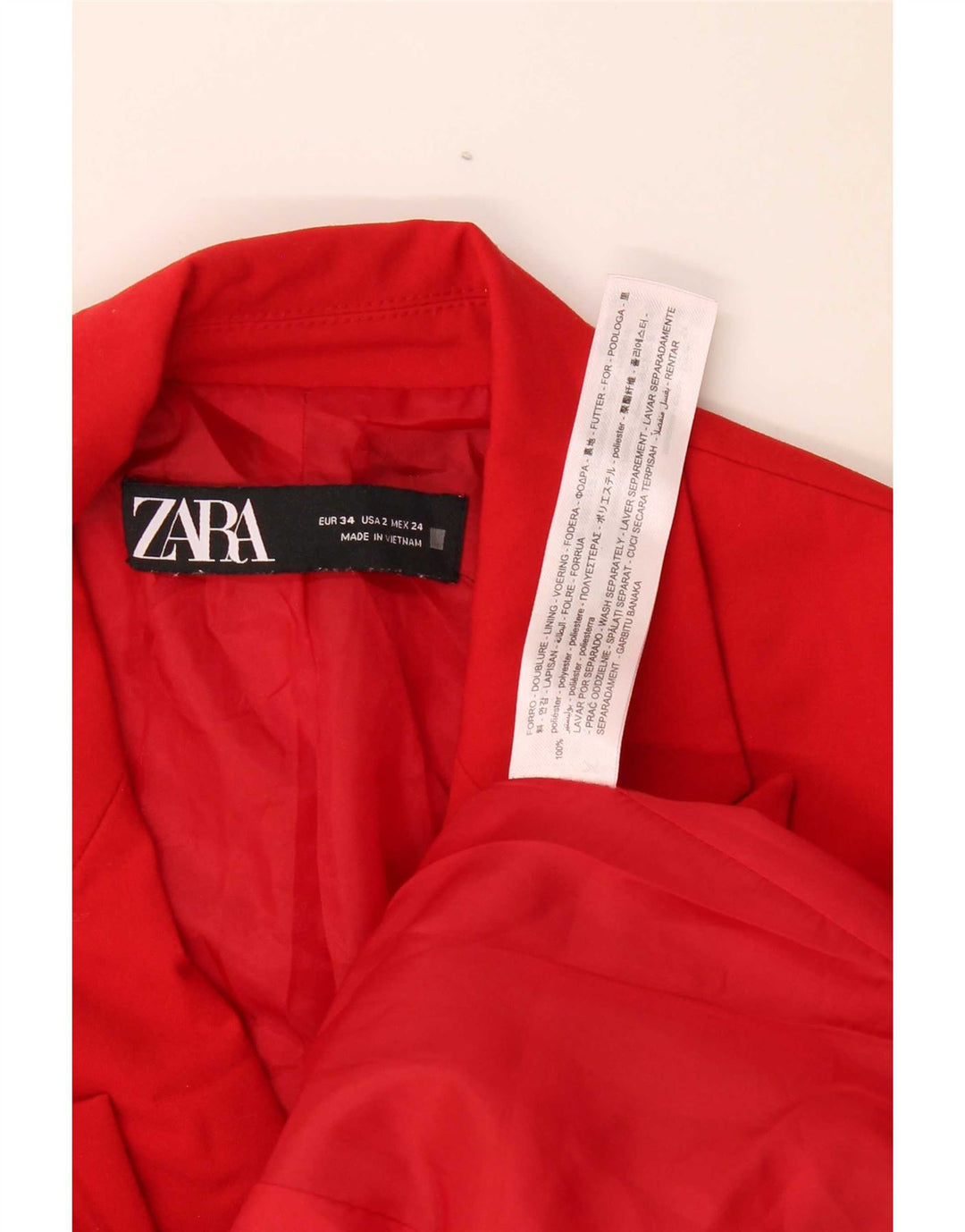 Damska marynarka Zara Oversize zapinana na 1 guzik EU 34 2XS Czerwony Poliester