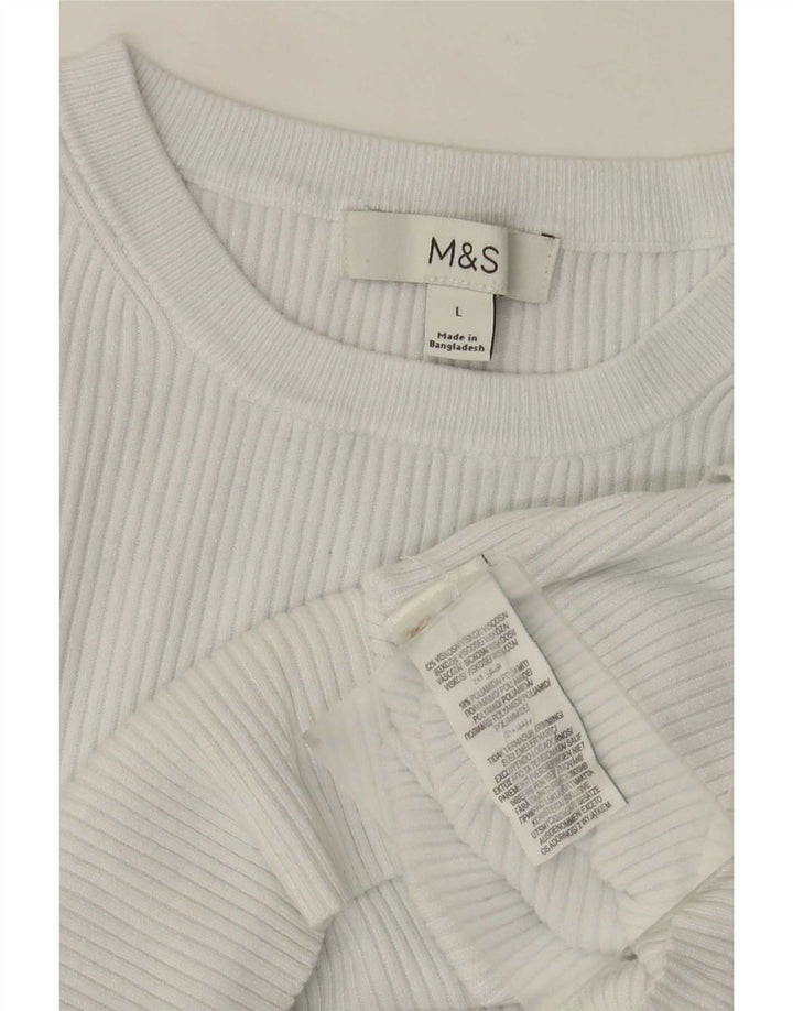 T-shirt damski Marks & Spencer Top UK 14 Large, biała wiskoza