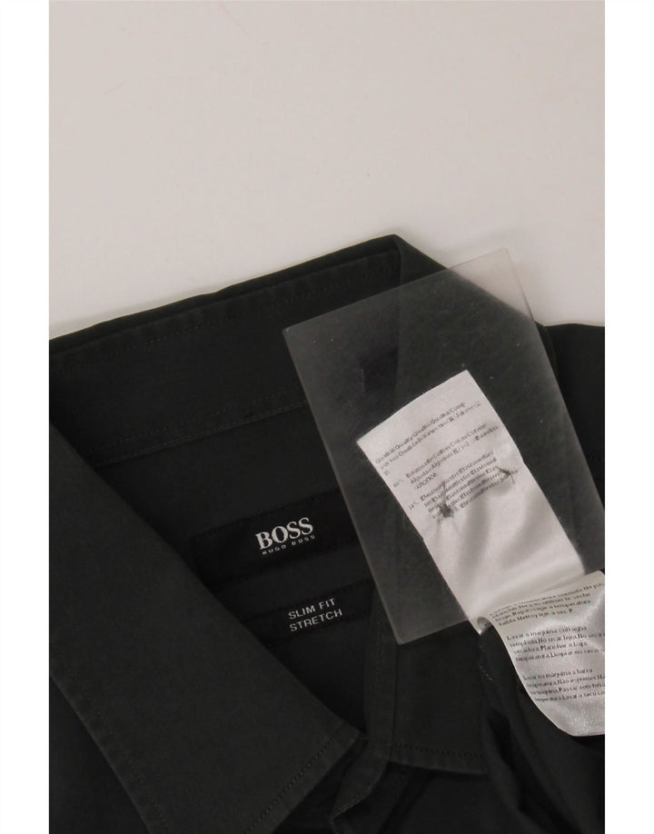 Męska koszula slim fit HUGO BOSS, rozmiar 40, średnia, zielona bawełna