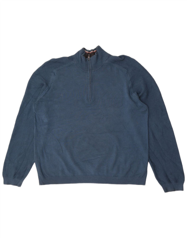 Męski sweter Ted Baker z zamkiem błyskawicznym, rozmiar 6 2XL, niebieska wiskoza