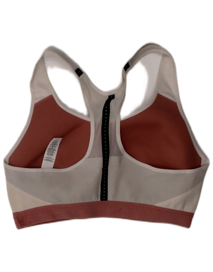 Damski biustonosz sportowy Nike Dri Fit, średni, biały nylon