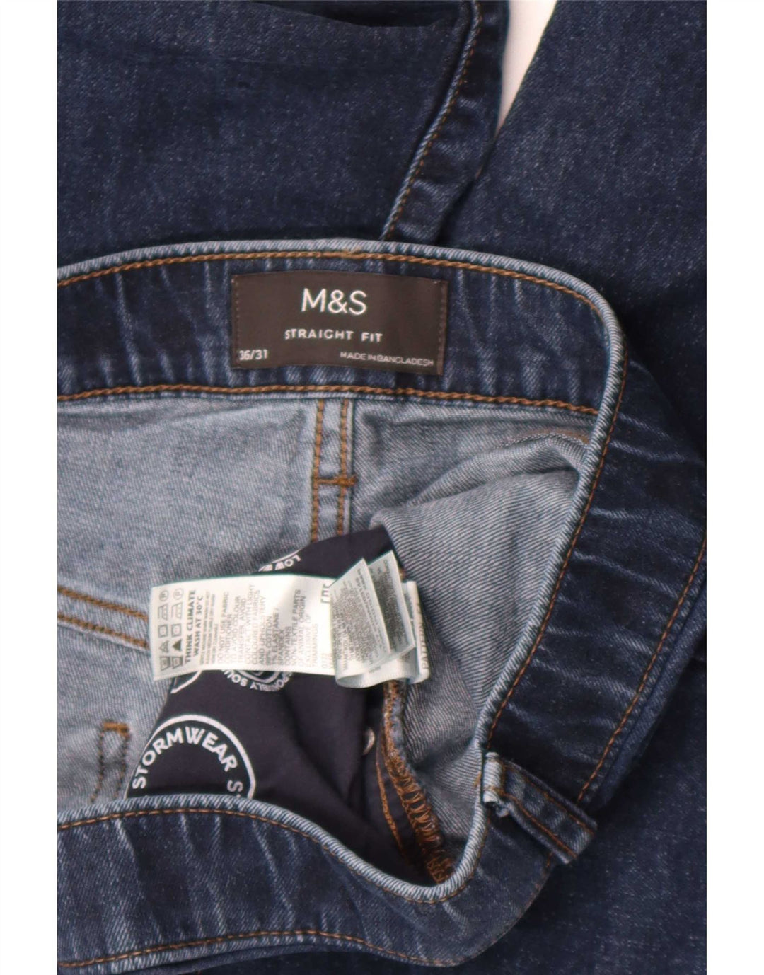 Marks & Spencer Męskie proste dżinsy W36 L28 Granatowe, bawełniane
