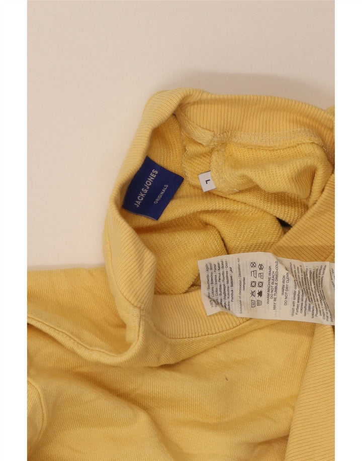 Męski sweter z grafiką Jack & Jones, duży, żółty, bawełniany