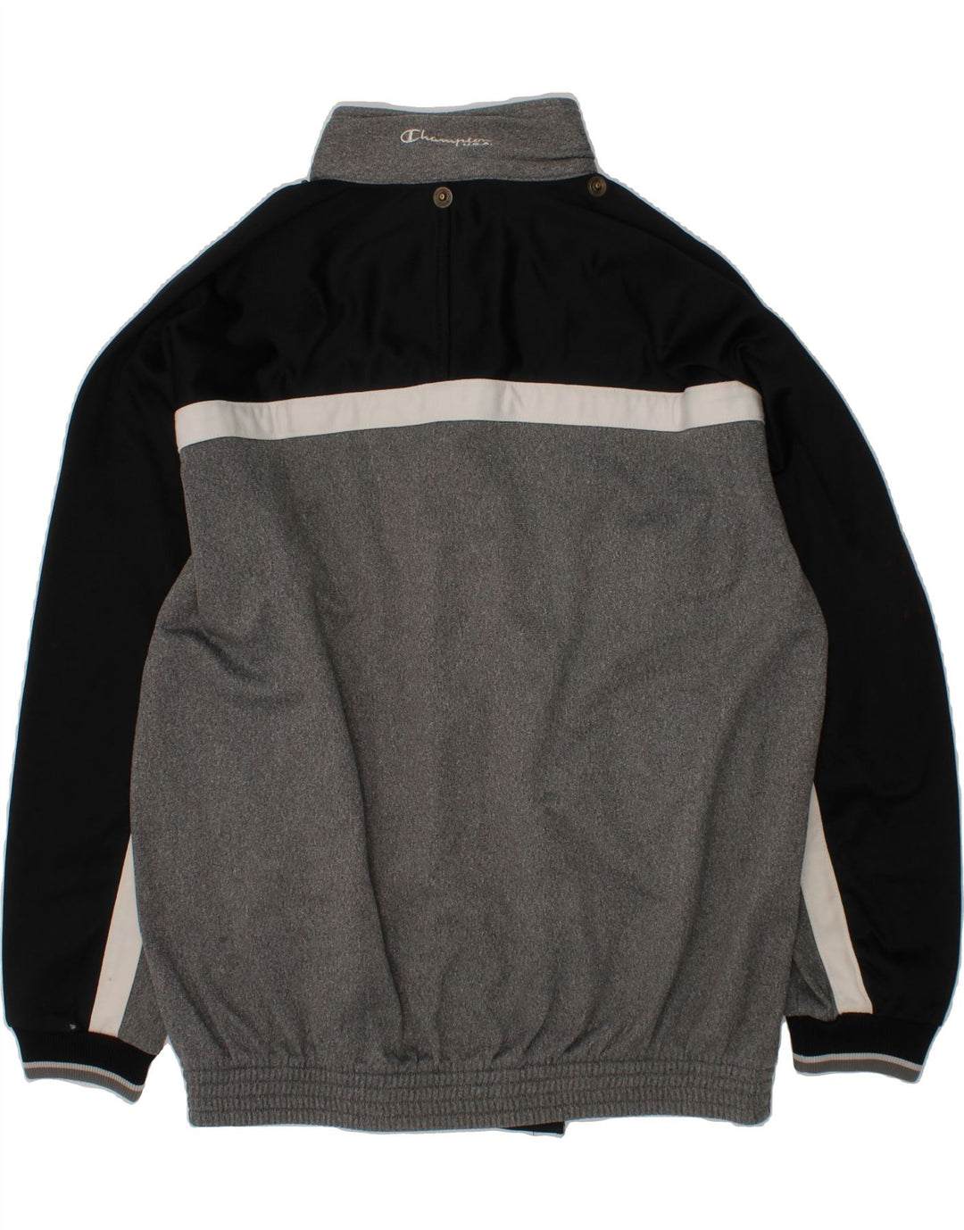 CHAMPION Boys Graphic Tracksuit Top Jacket 11-12 Years Grey Colourblock Vintage Champion and Second-Hand Champion from Messina Hembry 