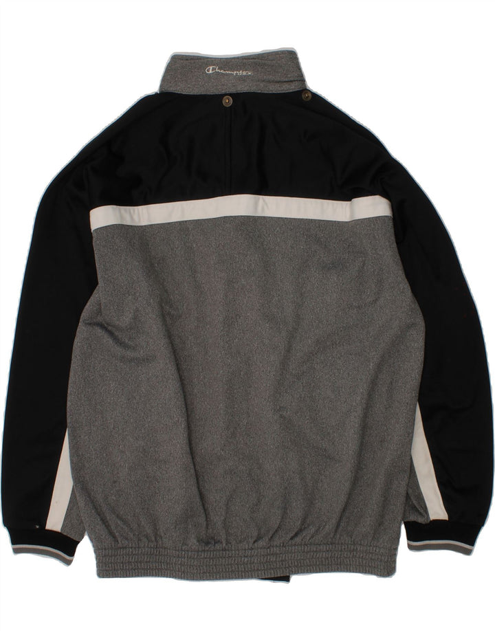 CHAMPION Boys Graphic Tracksuit Top Jacket 11-12 Years Grey Colourblock Vintage Champion and Second-Hand Champion from Messina Hembry 