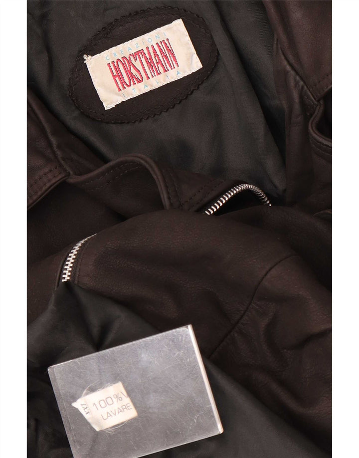 Vintage damska kurtka skórzana UK 20 2XL brązowa