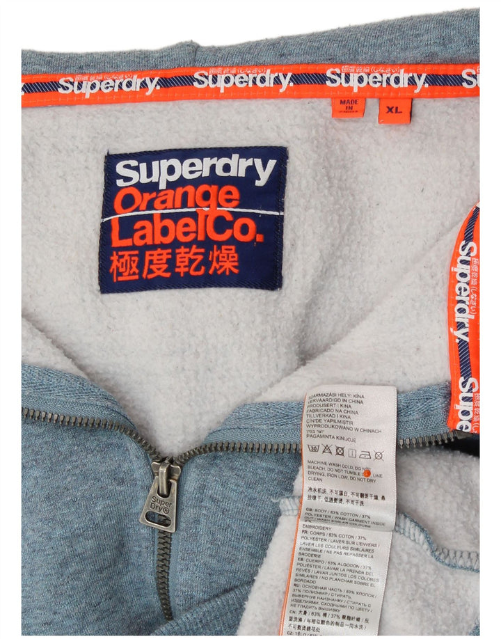 SUPERDRY Męski sweter z kapturem i zamkiem XL, niebieski, bawełniany