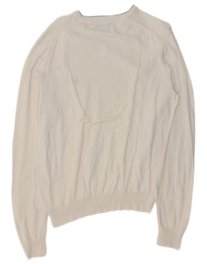 WOOLRICH Mens V-Neck Jumper Sweater Medium White