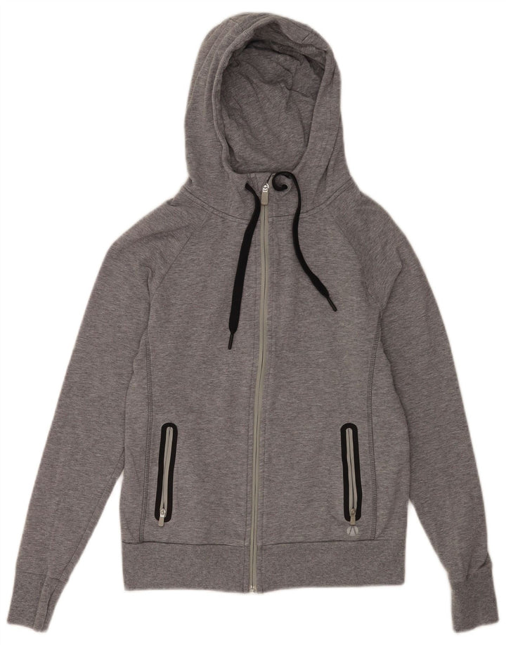 Marks & Spencer Damski sweter z kapturem i zamkiem, UK 8, mały, szary, nakrapiany