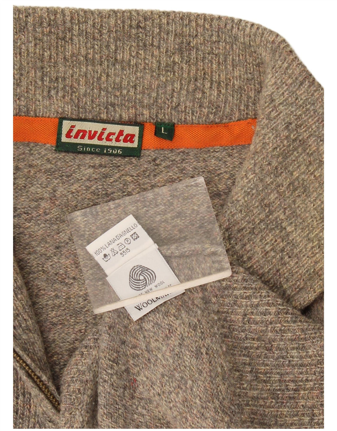 Invicta Męski sweter z zamkiem błyskawicznym, duży, szary, wełniany