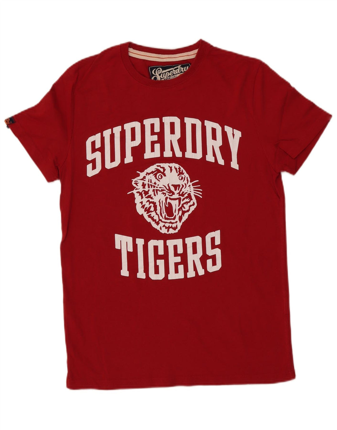 Męski T-shirt Superdry Tigers z grafiką, średni czerwony, bawełniany
