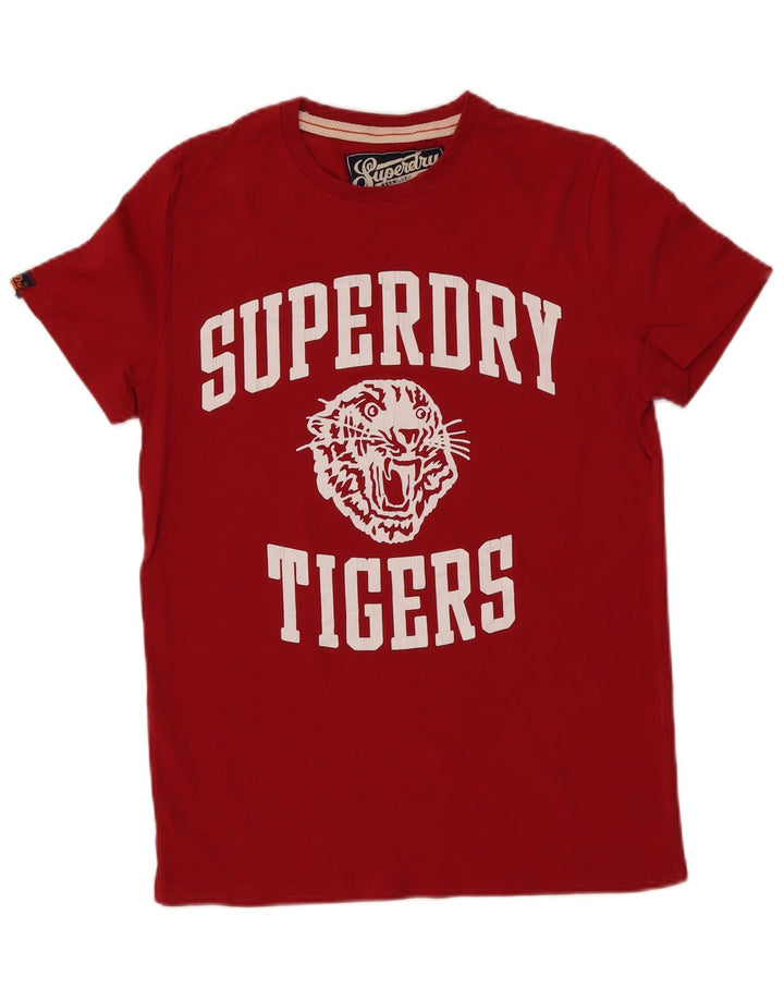 Męski T-shirt Superdry Tigers z grafiką, średni czerwony, bawełniany