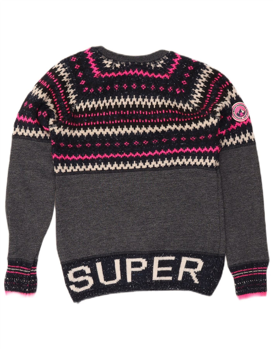 Damski sweter z okrągłym dekoltem SUPERDRY UK 6 XS Granatowy Fair Isle