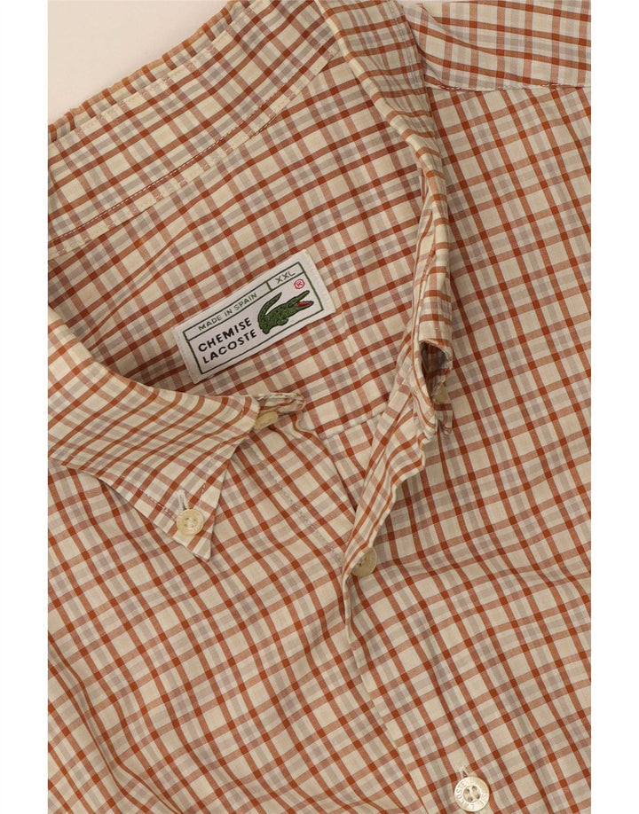 Koszula męska z krótkim rękawem Lacoste 2XL w brązową kratkę