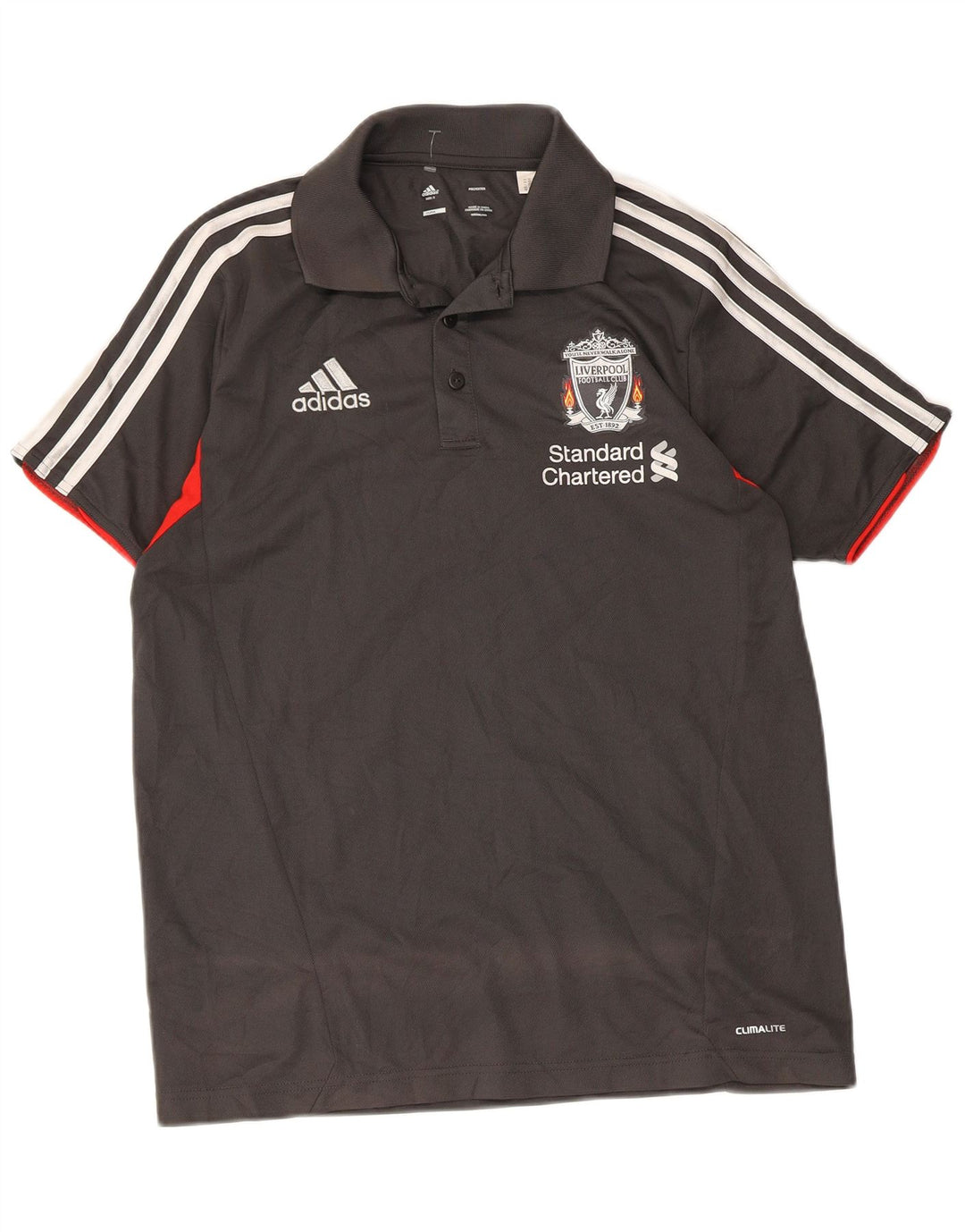 Męska koszulka polo Adidas Liverpool Graphic, mała, szara, z blokami kolorów, poliester