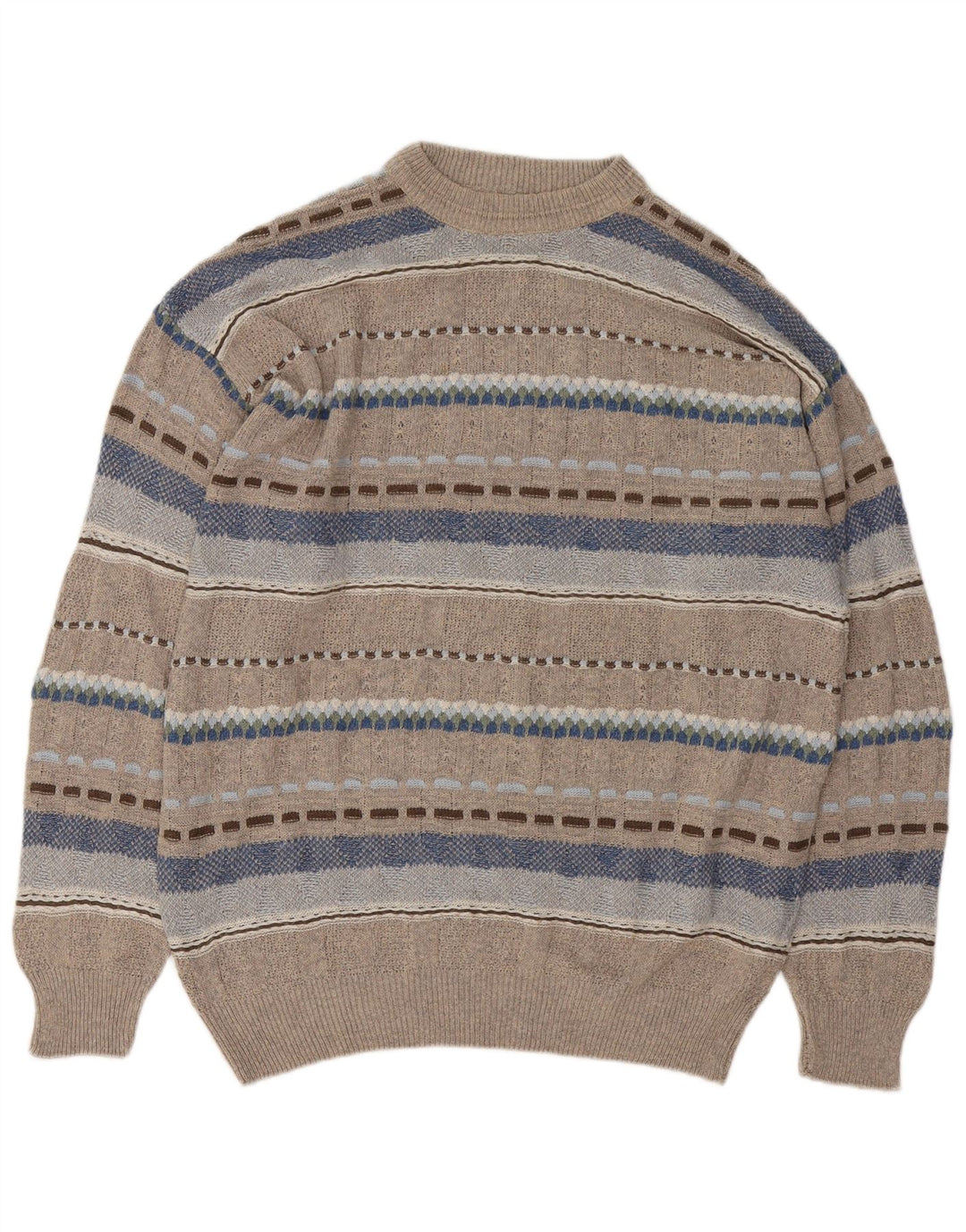 Vintage męski sweter z wycięciem pod szyją, duży, szary, geometryczny