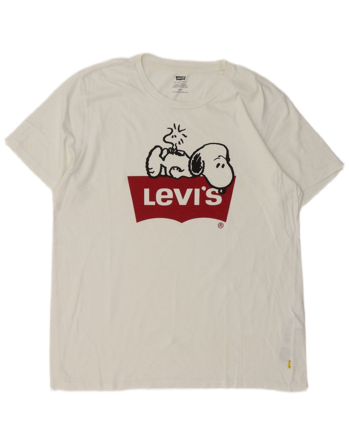 Męski T-shirt Levi's Peanuts z grafiką, duży, biały, bawełniany