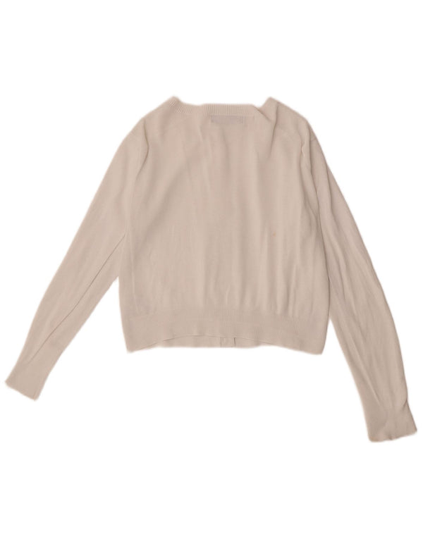 Marks & Spencer Krótki sweter damski, UK 10, mały, biały, bawełniany