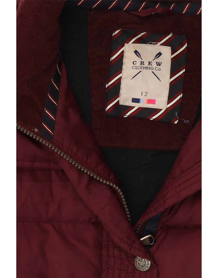 Damska wyściełana kamizelka Crew Clothing UK 12, średni bordowy poliester