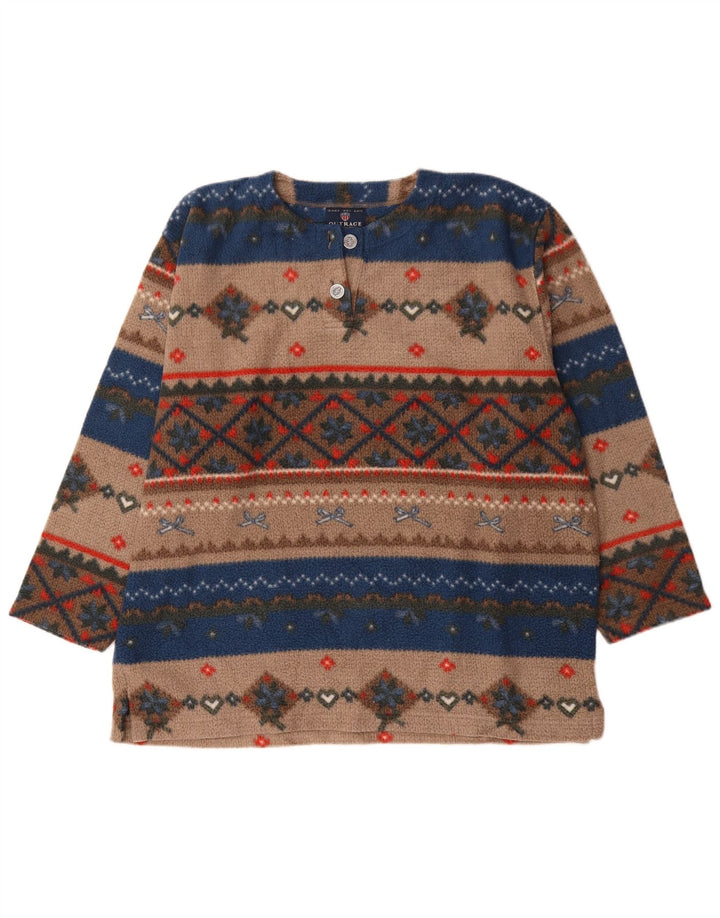 Męski sweter polarowy w stylu vintage, duży, wielokolorowy, poliester Fair Isle