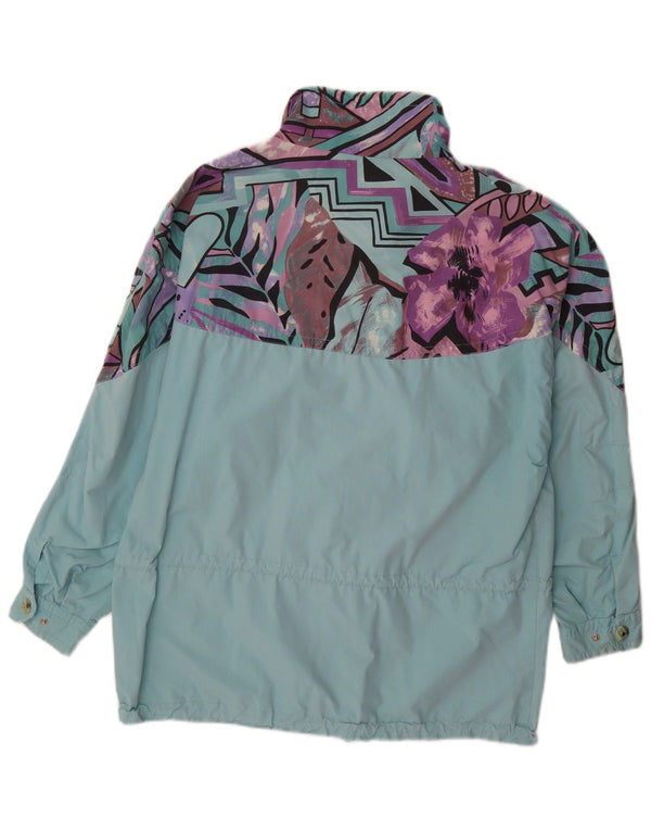 Damski płaszcz przeciwdeszczowy Maser M Oversize UK 10 Small Turkusowy geometryczny