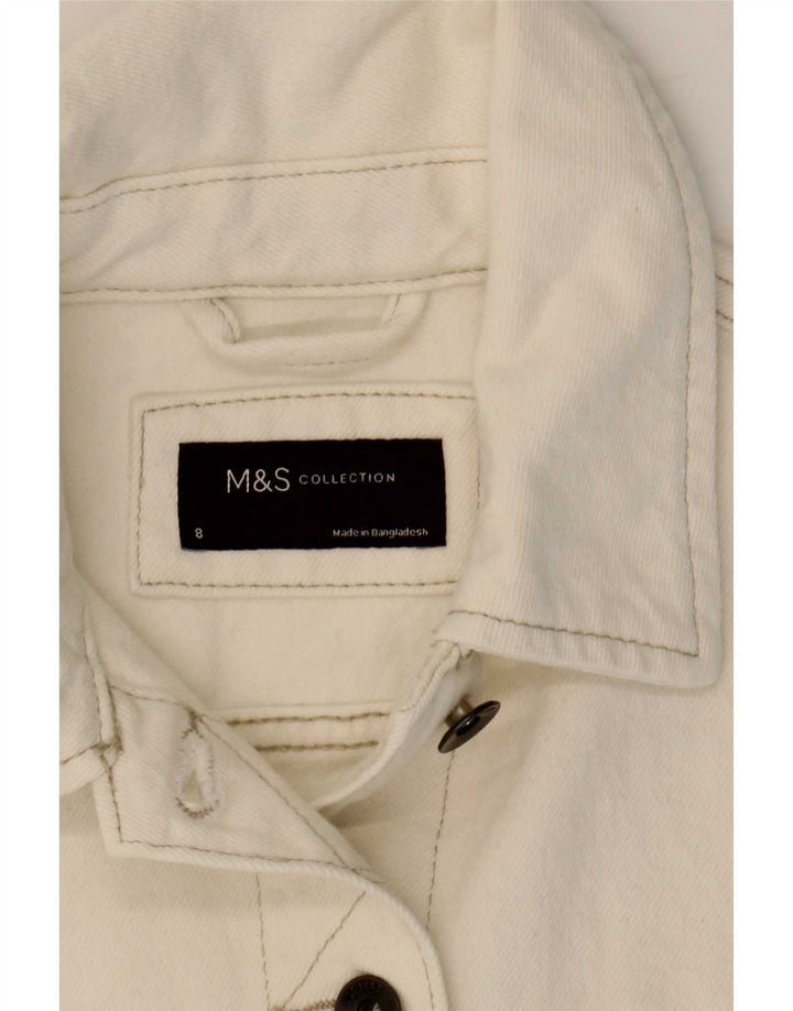 Marks & Spencer Damska kurtka dżinsowa UK 8, mała, biała, bawełniana