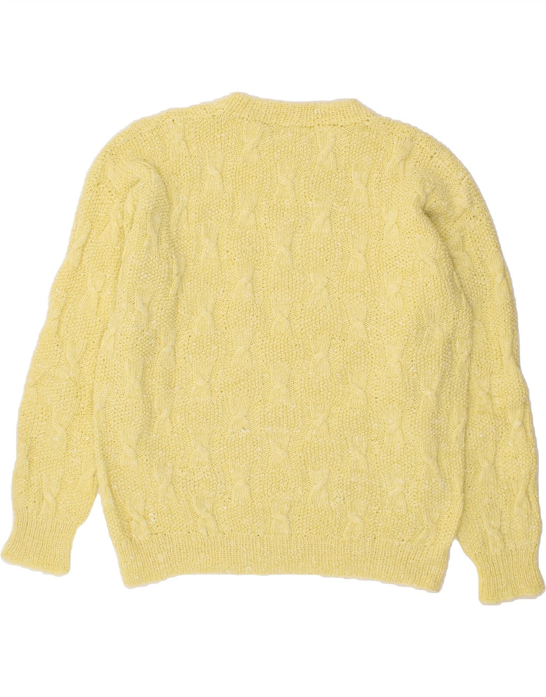 VINTAGE Womens Boat Neck Jumper Sweater UK 14 Medium Yellow Vintage Vintage and Second-Hand Vintage from Messina Hembry 