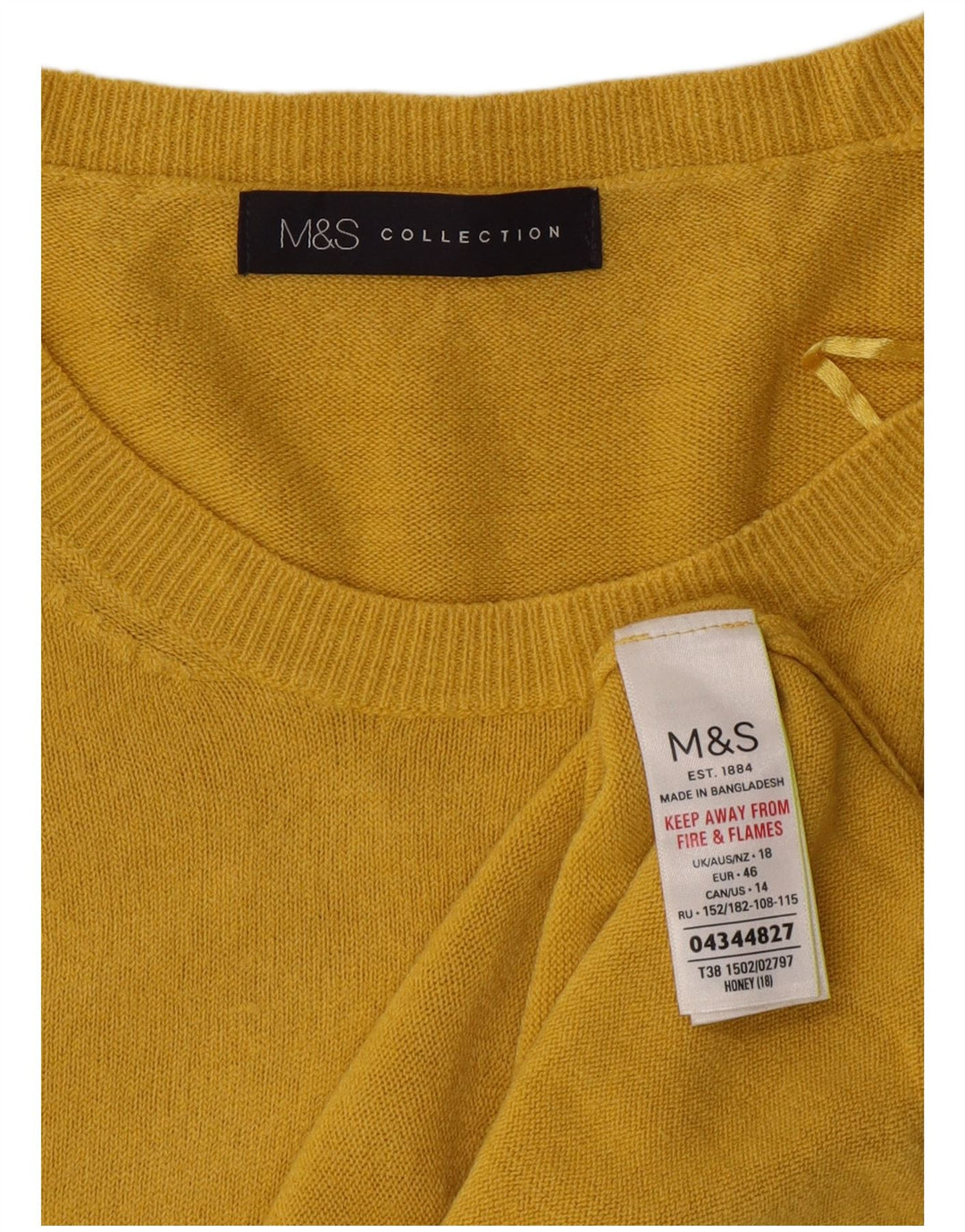 MARKS & SPENCER Womens Crew Neck Jumper Sweater UK 18 XL  Yellow Acrylic