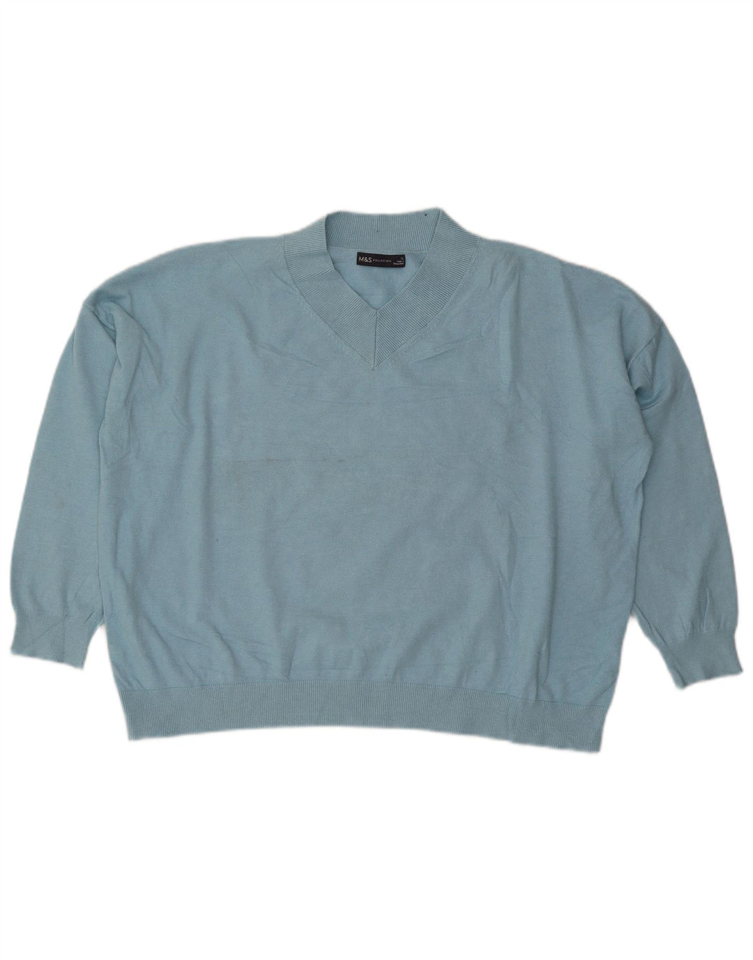 Marks & Spencer Damski sweter oversize z dekoltem w kształcie litery V, UK 18 XL, niebieski