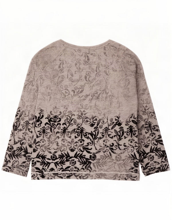 Damska bluza Zara Trafaluc Jumper UK 14 Medium Grey Floral Cotton